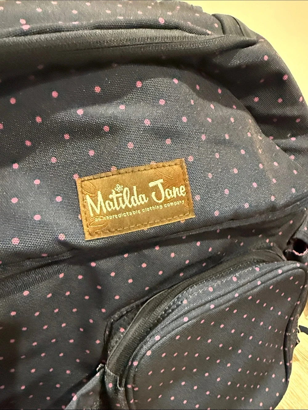 Matilda Jane Navy with Pink Polka Dots Backpack cooler or diaper bag
